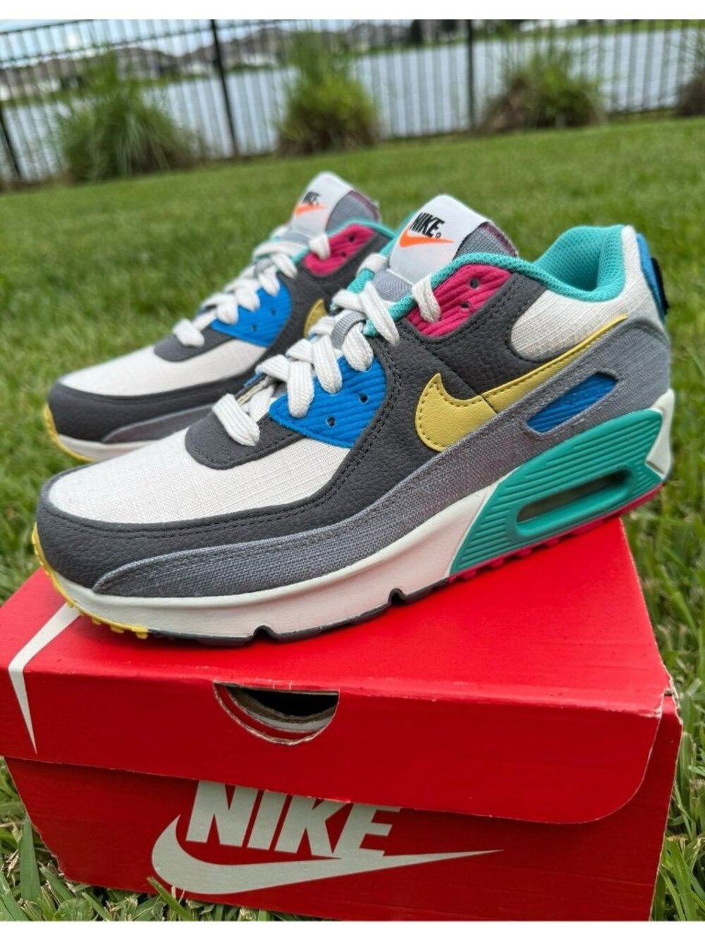 6Y | 7.5 WOMEN'S NIKE AIR MAX 90 PHANTOM / MULTICOLOR DN4415-001 SNEAKERS